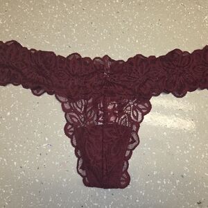 Victoria's Secret Deep Wine Lace Thong